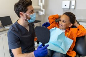 young boy visiting the dentist