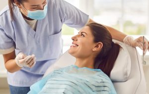 woman getting a dental checkup